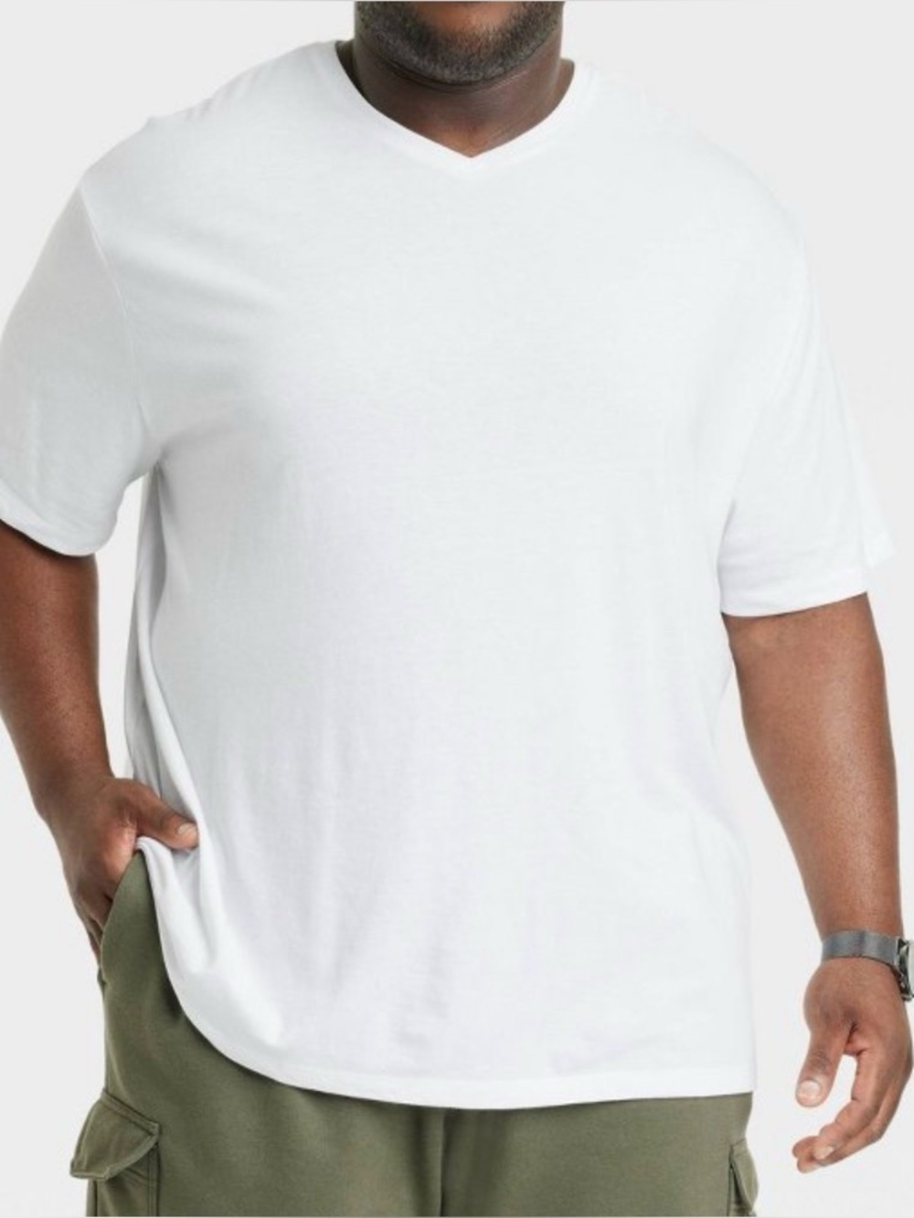 Cottonsville King of Tall Tees Short Sleeve V-Neck White T-Shirt Men’s 4XL New